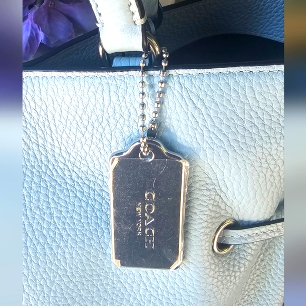 Coach Andy Tote in Pebble Leather Horse and Carriage in Blue - Picture 11 of 16